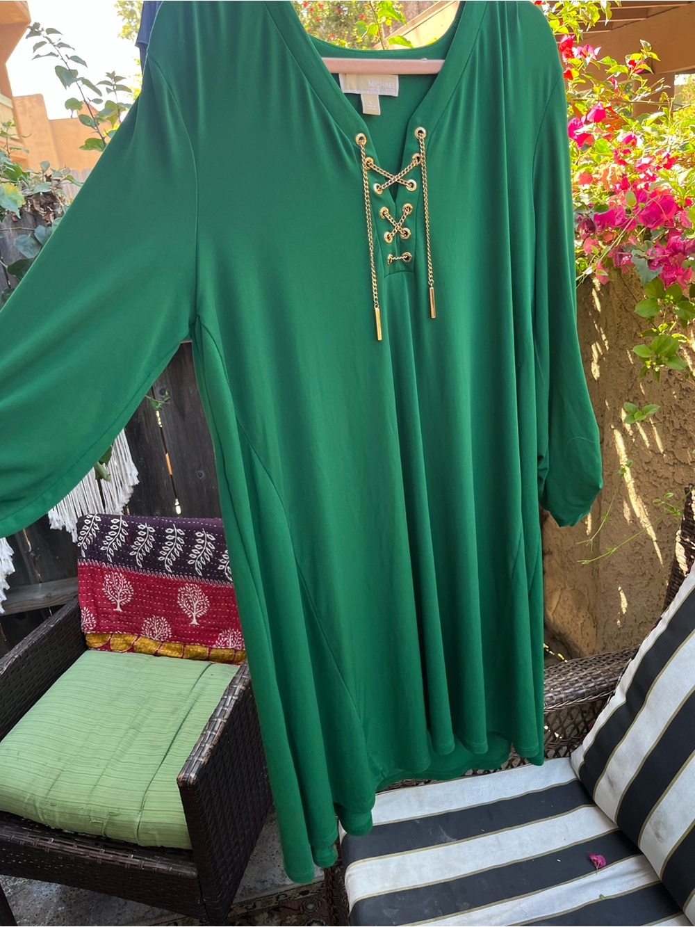 Michael Kors Emerald Green Lace-Up V-Neck Tunic - Picture 5 of 5